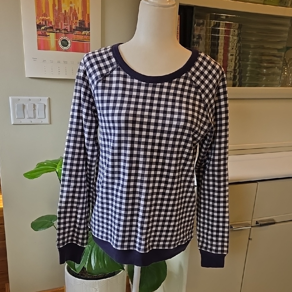 NWT Draper James Blue/White Ginham Sweatshirt Size Small